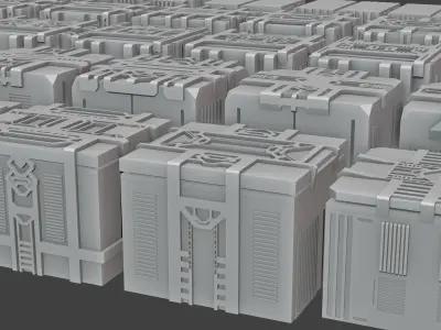 scifi storage box kitbash 3D model