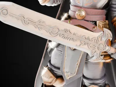 Stylized Sword - Crusader Blade Stoneguard - Game Ready 3D model