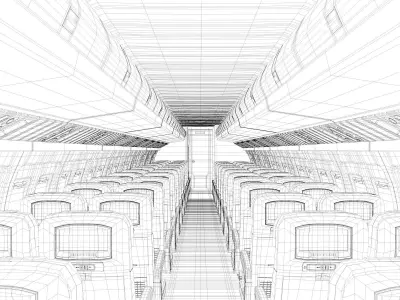 Airplane Cabin Low-poly 3D model