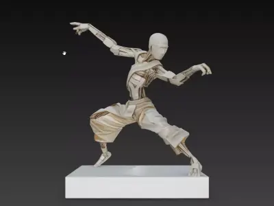 Sci-Fi Cyber Ninja Warrior Mech Sculpture STL V1 3D print model