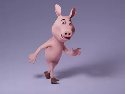 Toon Humanoid Pig Free low-poly 3D model
