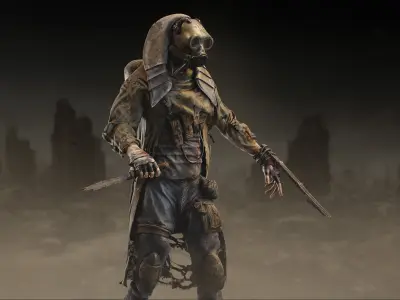 Post Apocalytic Hunter Low-poly 3D model