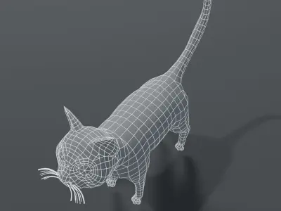 Cartoon Cat Base Mesh 3D Model Low-poly 3D model