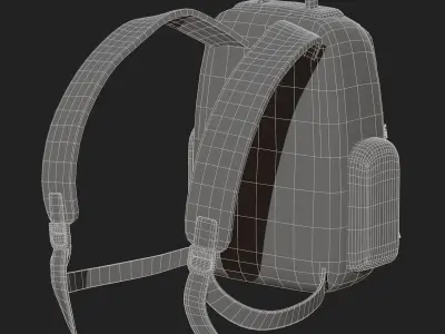 Backpack Camping Generic military Black baggage Low-poly 3D model