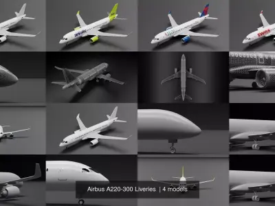 Airbus A220-300 Liveries 3D Model Collection
