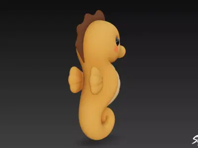 Cartoon Plush Seahorse Low-poly 3D model