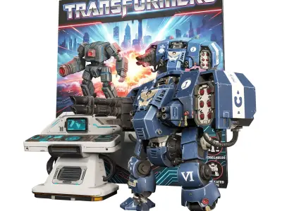 Futuristic Combat Robot Toy Set 3D model