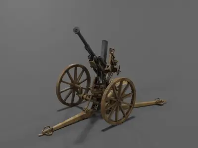 Type 98 20 mm anti-aircraft machine cannon Low-poly 3D model