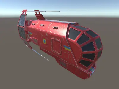 Spaceship Patriot Type 2 Red Low-poly 3D model