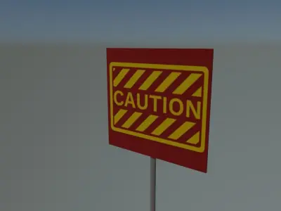 Sign caution Free low-poly 3D model