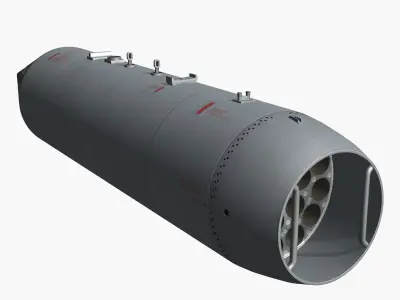 B8V1 Soviet 80mm Rocket Pod PBR Game Model Low-poly 3D model