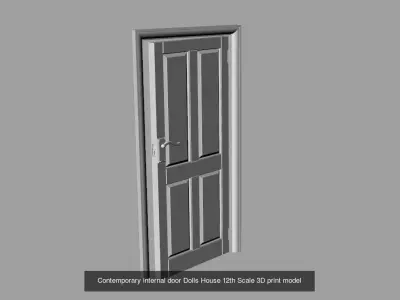 Dolls House Contemporary internal door 12th Scale 3D print model 3D Model Collection