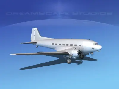 Douglas C-47 Dakota Bare Metal 3D model