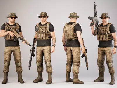 Casual Soldier 05 Low-poly 3D model