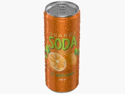 Slim Soda Can With Droplets 250ml 3D model