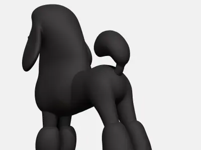 Black poodle dog  Low-poly 3D model