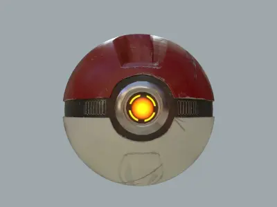Stylised Pokeball PBR Low-poly 3D model