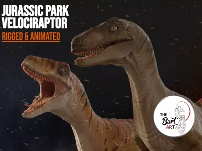 Jurassic Park Park Velociraptor Blender Low-poly 3D model