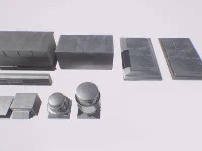 roof mashines system 20 elements lowpoly y Low-poly 3D model