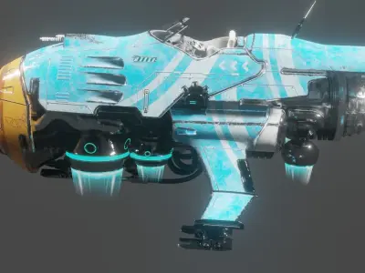 Cyberpunk Speeder Low-poly 3D model