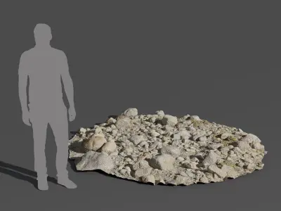  Pile of Small, Smooth Beach Rock Model 