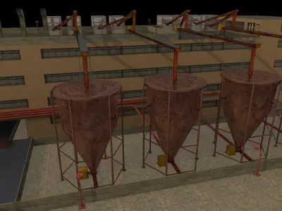 Factory building Low-poly 3D model