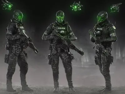 Sci Fi Police Soldier Low-poly 3D model