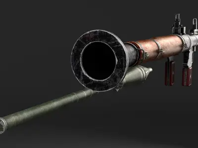 RPG 7 gun with wooden handle 3D model