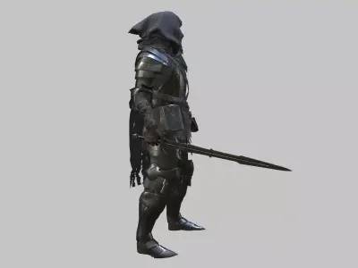 Hooded Knight Low-poly 3D model