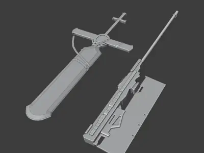 14 Fantasy Weapons Low-poly 3D model