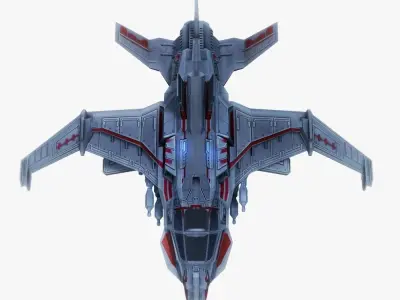 Spaceship fighter 1 game ready Low-poly 3D model