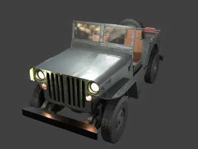jeep retro low poly 3d Low-poly 3D model