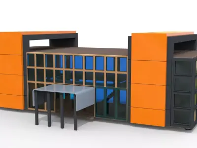 Bike and Car Showroom  Modern Vehicle Display Hall Low-poly 3D model