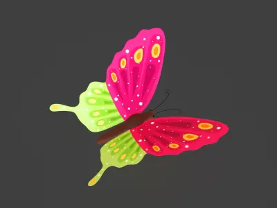 Butterfly Wing Flapping 7 Animated Low-poly 3D model