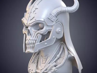 Horned Skull Warrior Bust Statue PM-970 3D print model
