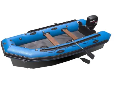 Inflatable Motor Boat Low-poly PBR Low-poly 3D model