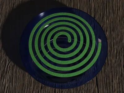 Japanese Mosquito Coil with Glass Holder 3D model