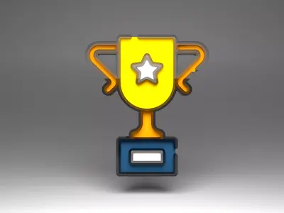 Trophy in 3D Flat Icon Free 3D model
