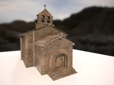 Ruined church Low-poly 3D model