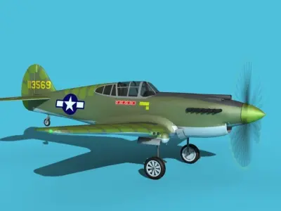 Curtiss P-40B Warhawk V12 USAAF 3D model