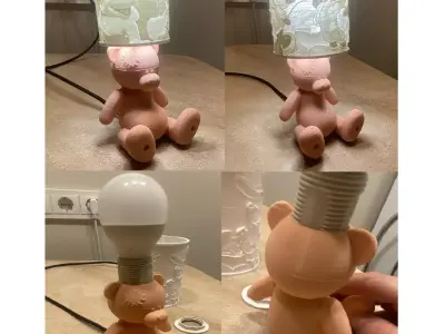 Teddy bear lithophane lamp commercial use license 3D print model