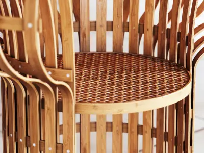 Armchair made of bent and woven bamboo Free 3D model