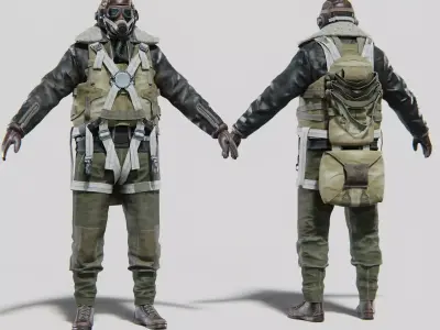 SOLDIER WWII USA Pilot Rigged 3D model