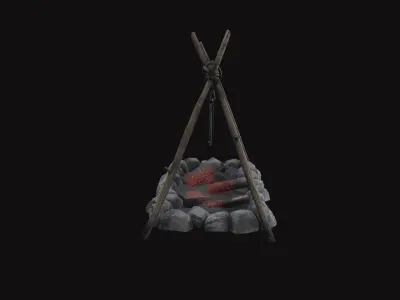 Outdoor Fire Stove Low-poly 3D model