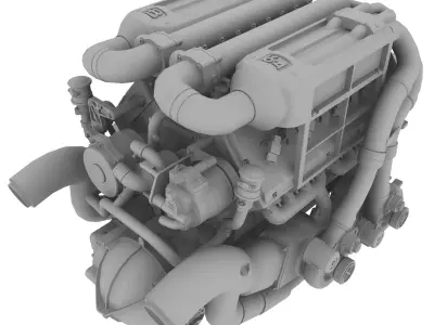 Bugatti Veyron W16 engine Low-poly 3D model