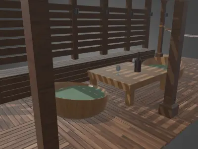 Terrace Wood Structure Low-poly 3D model