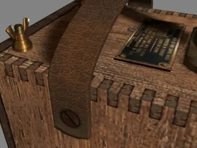 Detonator wooden box with light Low-poly 3D model