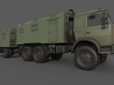 Kamaz Command vehicle Command trailer 3D model