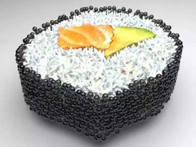 Sushi Roll With Black Caviars 3D model