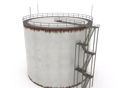 Oil Tank - Silo Low-poly 3D model